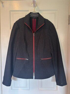 Donna Degnan Black Textured Zip Jacket Blazer Size 8